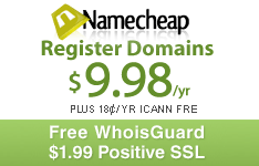 Domain Registrations starting at $9.98