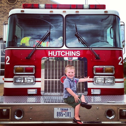 Hayden and the firetruck